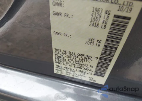 2020 Nissan Altima S Fwd z USA, uszkodzony, nr VIN 1N4BL4BV6LC188225